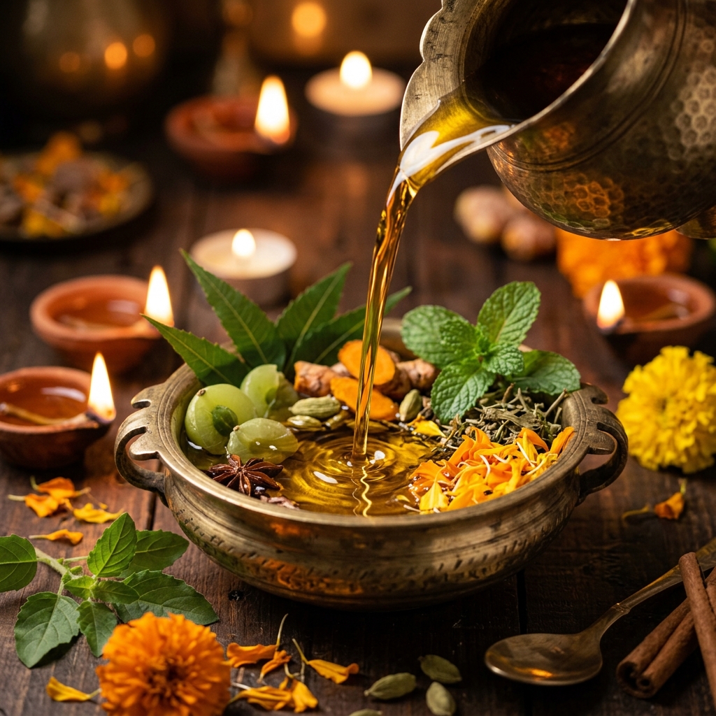 Ayurvedic Oil Pouring